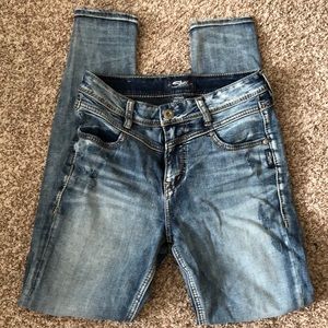 High Rise Silver Jeans